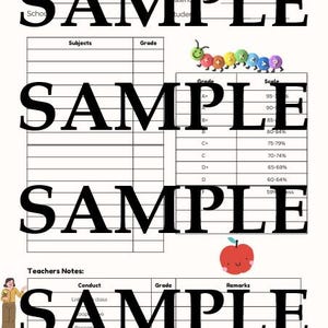 Plantilla editable de boleta de calificaciones final de educación en casa: Hoja de calificaciones de fin de año imprimible para estudiantes / Descarga en PDF