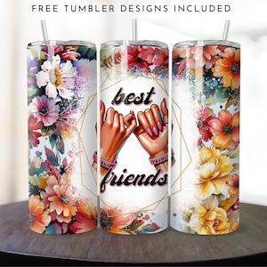 Best Friend Tumbler Wrap, Friendship 20oz Skinny Tumbler Sublimation Design Bestie Thank You Gif, Bestfriend Tumbler PNGt Digital Download
