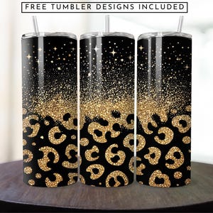 Glitter Leopard Tumbler Wrap: 20 oz Skinny Sublimation Design (Digital Download)