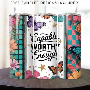 Positive Affirmations Tumbler Wrap: 20oz Skinny Tumbler Sublimation Design (Digital Download PNG)