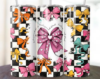 Teacher Coquette Bow Tumbler Wrap 20 oz Skinny Tumbler Design Pink Coquette School PNG Seamless Sublimation Instant Digital Download