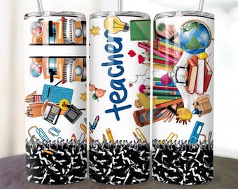 Teacher Life Tumbler Png, Custom Name Teacher, Teacher 20oz Tumbler Wrap Png, Boho Floral Teacher 20oz Tumbler Png, 20 oz Skinny Tumbler Png