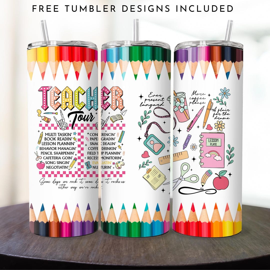 Teacher Tumbler Wrap 20 Oz Skinny Tumbler Wrap Teacher Life Tumbler PNG ...