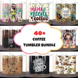 Paquete de más de 40 envoltorios para vasos de café, envoltorios para vasos para amantes del café, vasos con humor sobre el café, diseños de sublimación de café, envoltorios para vasos con citas sobre el café