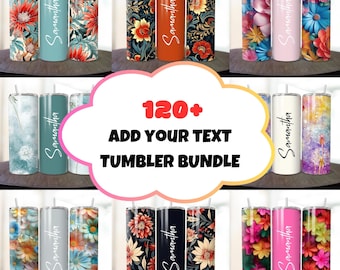 120 + Add your own text Floral Tumbler Bundle, Colorful Flowers 20oz Skinny Tumbler Sublimation Designs Tumbler PNG File Digital Download