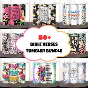 Bible Verse Tumbler Wrap Bundle: Christian Sublimation Designs (PNG)