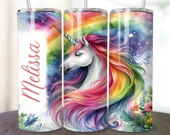 Unicorn Tumbler Wrap PNG, Unicorn Add Your Own Name 20 oz Tumbler Design Seamless Sublimation Design Instant Digital Download