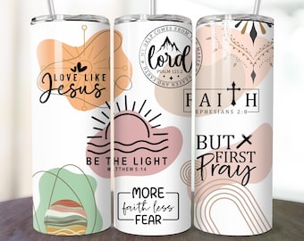 Christian Tumbler Wrap 20 oz Skinny Tumbler, Faith Bible Scripture Verses Tumbler Wrap Sublimation Design Instant Digital Download Only