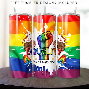 Pride Rainbow Tumbler Wrap: 20oz Skinny Sublimation Design (PNG Digital Download)