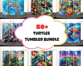 50+ Turtle Tumbler Wrap Bundle, Ocean Coral Reef, Sea Turtle Sublimation Design, Turtle Tumbler Png, 20oz Turtle Wrap, Turtle Designs