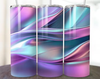 Vaso holográfico con diseño de ópalo y purpurina dorada sin costuras, mármol, sublimación de 20 oz, delgado, femenino, rosa