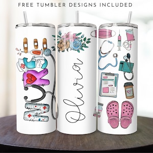 Nurse Tumbler Wrap: RN Nursing Sublimation Design (Digital Download)