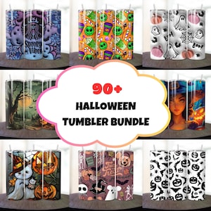 90+ Halloween Tumbler Wrap PNG Bundle: Spooky Skinny Tumbler Designs (Digital Download)