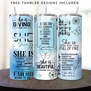 Affirmations Tumbler Wrap: Inspirational Woman Design (Digital Download)