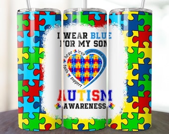 Autism Tumbler Wrap, Autism Sublimation Design, Autism Awareness Tumbler Png Download, 20 oz Skinny Sublimation Tumbler Design
