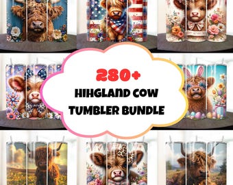 280+ Highland Cow Bundle Tumbler Wrap Bundle, Cow 20 oz Skinny Sublimation Design, Cow Tumbler, Digital Download Png Bundle Tumbler Png