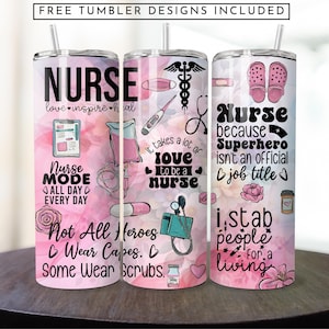 Retro Nurse Life 20oz Tumbler Wrap Sublimation Design (Digital Download)