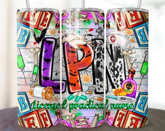 LPN Licensed Practical Nurse Tumbler Wrap, Nurse tumbler png, western tumbler png, sublimate download 20oz skinny tumbler sublimation design