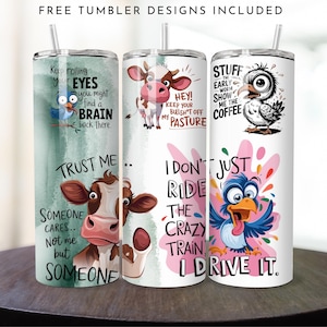 Divertente tumbler con animali in formato PNG - File di sublimazione sottile sarcastico da 20 oz - Design umoristico con animali divertenti - Download digitale - Idea regalo divertente