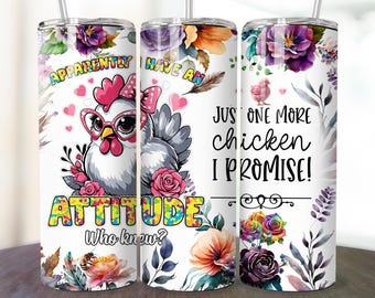 Funny Chicken Tumbler Wrap, Sarcastic Tumbler Wrap, Farm PNG, 20 Oz Skinny Tumbler Sublimation Design, The Chicken Whisperer Tumbler Wrap