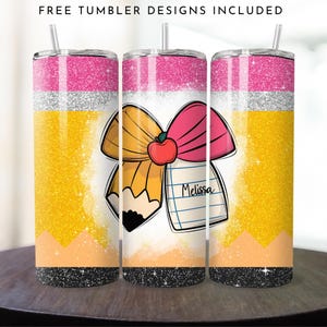 Teacher Tumbler Wrap: Coquette School Design (20 oz Skinny Tumbler PNG Digital Download)