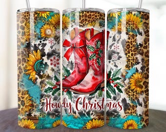 Cowgirl Boots Tumbler Wrap, Western 20 oz Skinny Tumbler Sublimation Design PNG, Straight Tapered PNG, Cactus & Flowers, Digital Download