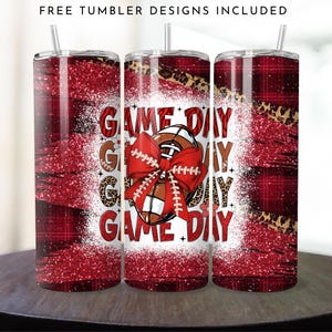 Football 20oz skinny tumbler sublimation design Game Day Orange Coquette Bow Football School team Straight wrap PNG Sports Digital download