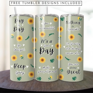 Positive Affirmations Tumbler Wrap: Self Love 20Oz Skinny Tumbler PNG (Digital Download)