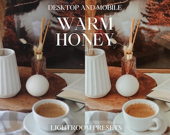 10 Mobile & Desktop Lightroom Presets, Warm Mobile Presets, Clean Natural Presets, Beige and Brown Tones, Indoor Presets Natural Light
