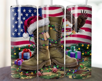 Christmas Veteran Tumbler Wrap, 20oz Skinny Tumbler Wrap, Military Tapered Straight Sublimation Design PNG Instant DIGITAL DOWNLOAD