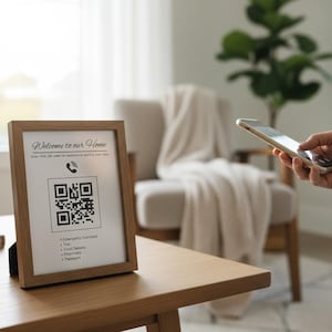 Airbnb Welcome Sign QR Code, 3 Sizes Included, Emergency Assistance Guide, Vacation Rental Safety Poster, Minimalist Canva Digital Download