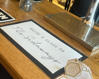 Personalised wedding bar mat I drinks mat I wedding bar personalisation I wedding decor I wedding decoration