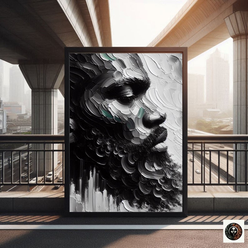 Schwarze Männer Kunst Abstraktes Ölgemälde Schwarze Männer Kunst Bart Kunstdruck Schwarzer Mann König Schwarze Kultur Wandkunst Starke Schwarze Männer Afroamerikaner Bild 9