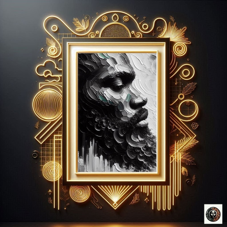 Schwarze Männer Kunst Abstraktes Ölgemälde Schwarze Männer Kunst Bart Kunstdruck Schwarzer Mann König Schwarze Kultur Wandkunst Starke Schwarze Männer Afroamerikaner Bild 7