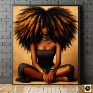 Braun Afro Beauty Art Schwarze Frau Kunstdruck Afro Hair Love Print Retro Black Art Afrocentric Kunst Schwarzes Mädchen Download Afro Wall Art Geschenk Idee