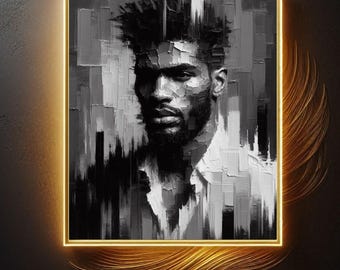 Black Man Art Abstract Oil Painting Black Male Print Avant-Garde Black Culture Art African American Art Gift Idea *BONUS file included*