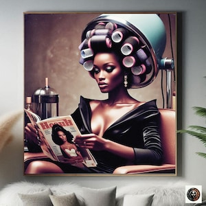 Hair Salon Art Print Black Woman Art Black Girl Aesthetic Retro Wall Art Fine Art Print Classic Beauty Salon Decor Beauty Shop Aesthetic Art