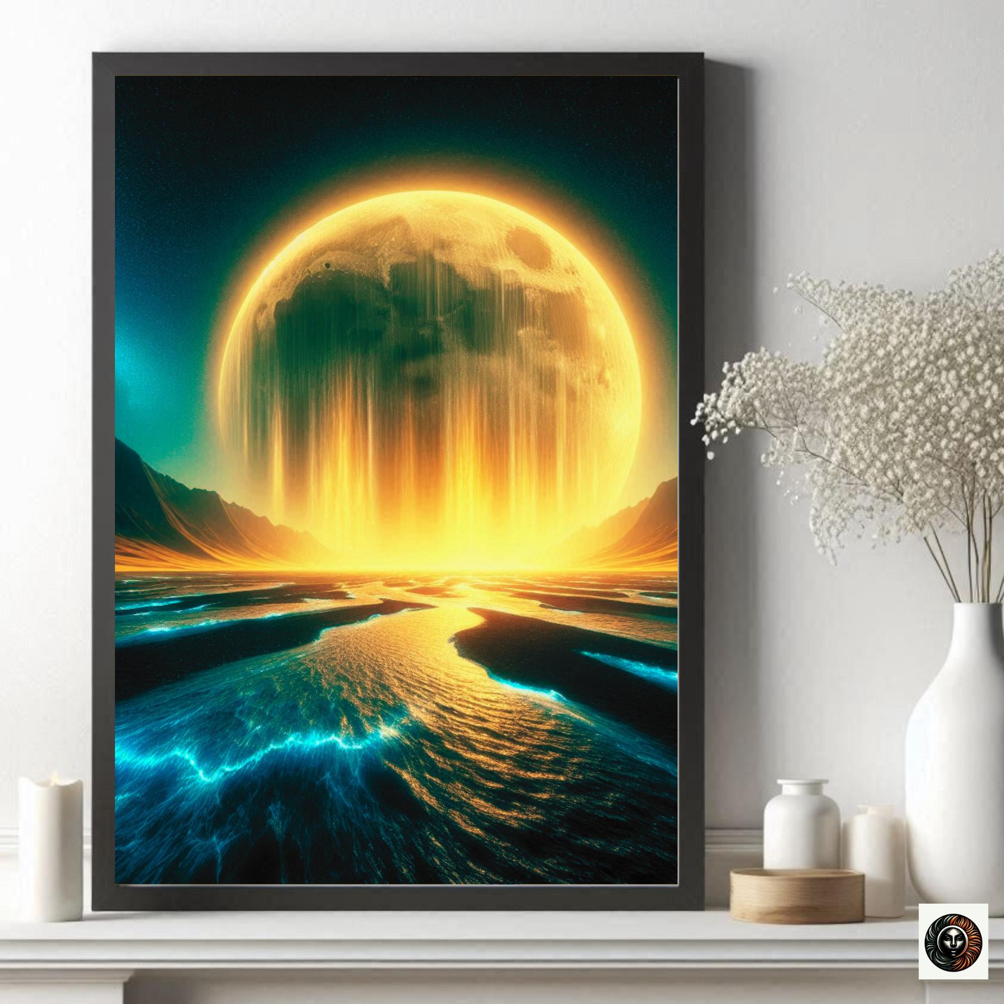 Moon Art Print Moon Wall Art Full Moon Illustration Nighttime Aesthetic ...