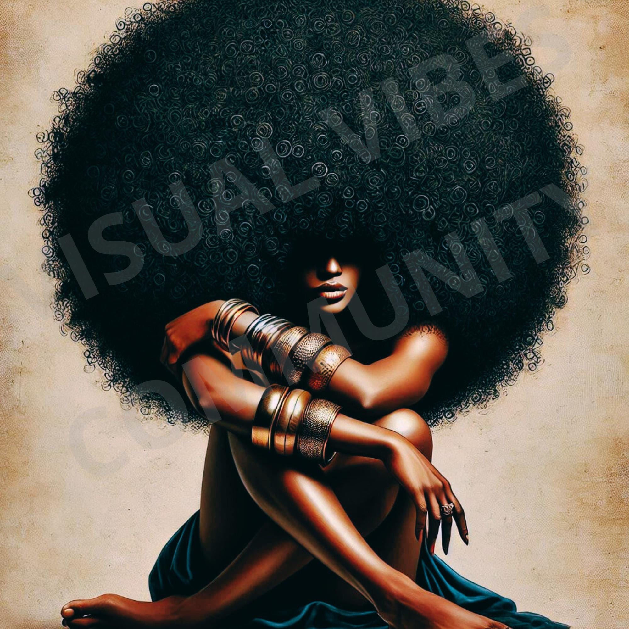 Afro Chic Hair Art Afro Love Print Afrocentric Art Black Girl Aesthetic Afropunk Girl Print Black Culture Hair Style Art Afro Hair Art Gift