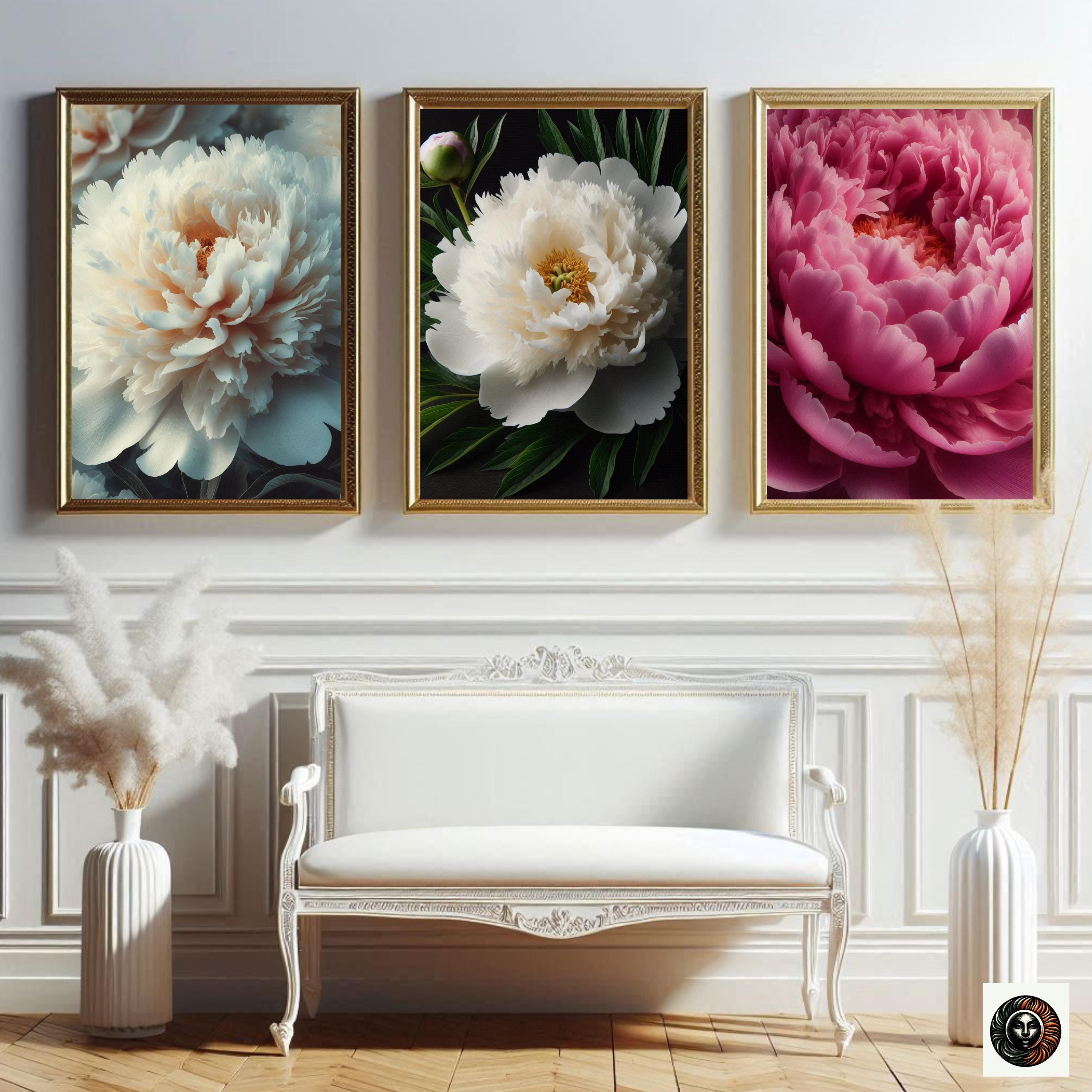 Peony Flower Art Bundle Set Aesthetic Peony Print Set Flower Printable ...