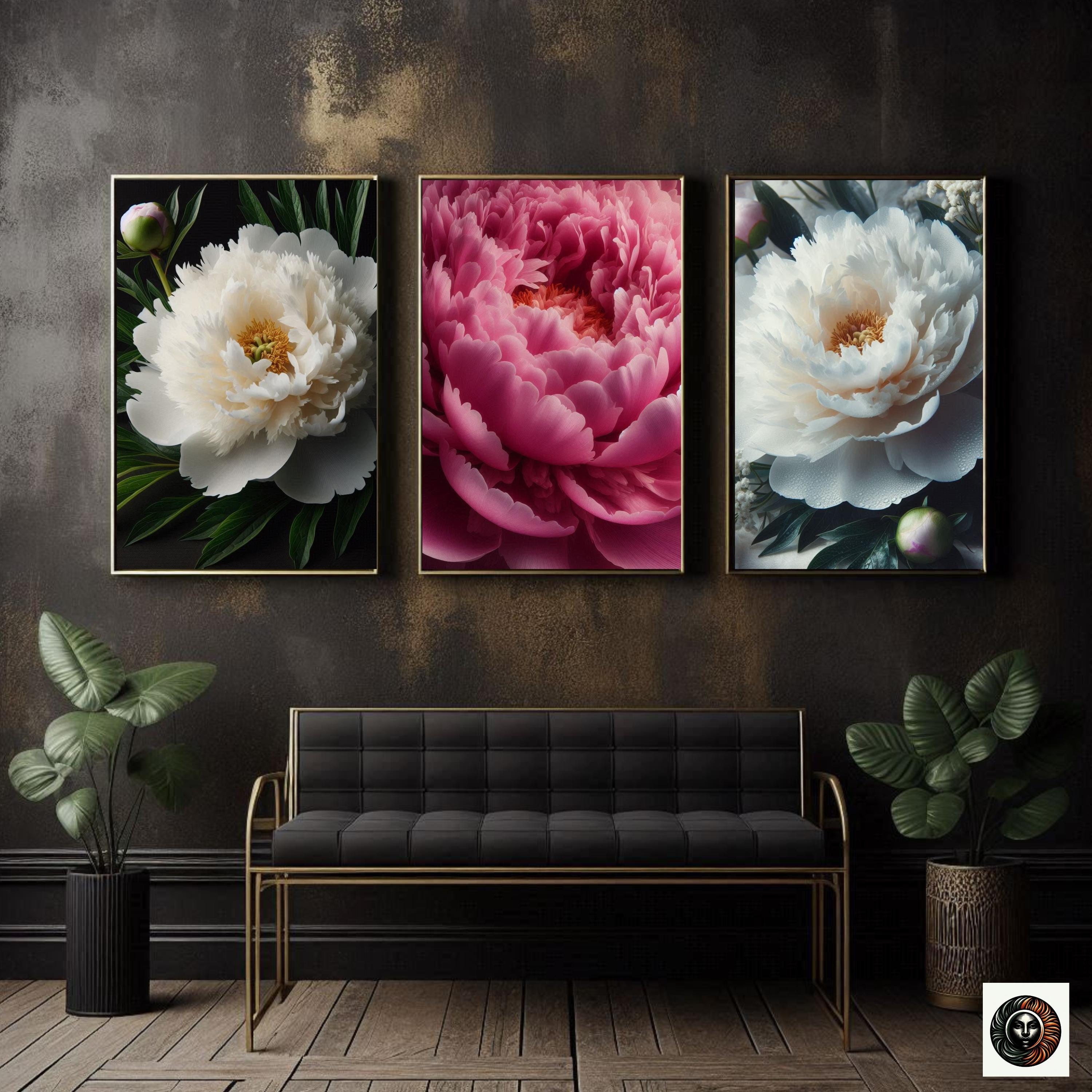 Peony Flower Art Bundle Set Aesthetic Peony Print Set Flower Printable ...