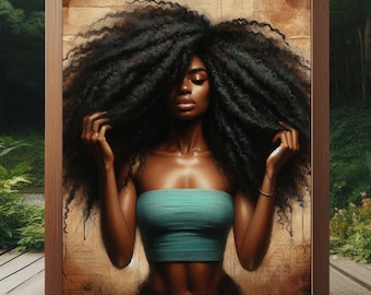 Afro Hair Art Black Hair Salon Art Black Girl Aesthetic Wall Art Girl Print Black Hair Natural Hairstyle Afro Love Print Hair Art Gift Idea