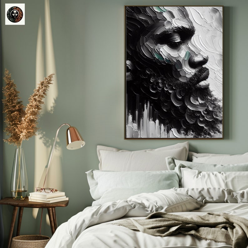 Schwarze Männer Kunst Abstraktes Ölgemälde Schwarze Männer Kunst Bart Kunstdruck Schwarzer Mann König Schwarze Kultur Wandkunst Starke Schwarze Männer Afroamerikaner Bild 4
