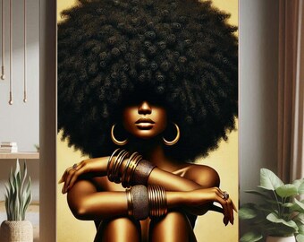 Afro Głęboka Czarna Sztuka Włosów Afro Miłość Sztuka Wydruk Afrocentryczny Sztuka Czarna Dziewczyna Estetyczna Dziewczyna Afropunk Wydruk Czarna Kultura Fryzura Sztuka Pomysł Na Prezent