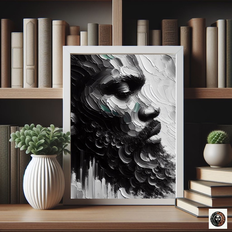 Schwarze Männer Kunst Abstraktes Ölgemälde Schwarze Männer Kunst Bart Kunstdruck Schwarzer Mann König Schwarze Kultur Wandkunst Starke Schwarze Männer Afroamerikaner Bild 5