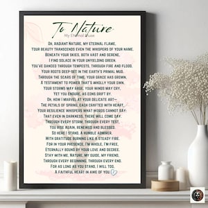 Carta de amor à natureza Arte impressa Presente para amantes da natureza Poema para impressão Arte de parede inspirada na natureza Poema para amantes Presente para amantes da natureza Poema de amor Tipografia Arte