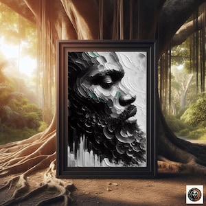 Schwarze Männer Kunst Abstraktes Ölgemälde Schwarze Männer Kunst Bart Kunstdruck Schwarzer Mann König Schwarze Kultur Wandkunst Starke Schwarze Männer Afroamerikaner Bild 2