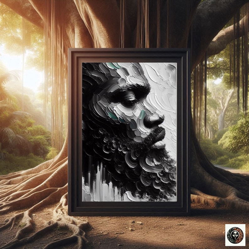 Schwarze Männer Kunst Abstraktes Ölgemälde Schwarze Männer Kunst Bart Kunstdruck Schwarzer Mann König Schwarze Kultur Wandkunst Starke Schwarze Männer Afroamerikaner Bild 2