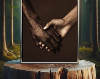 Vintage Love Guided Hand Art Print Holding Hands Print Lover Art Prints Gift for Couple Poster Print Love Art Print Black Love Bedroom Art