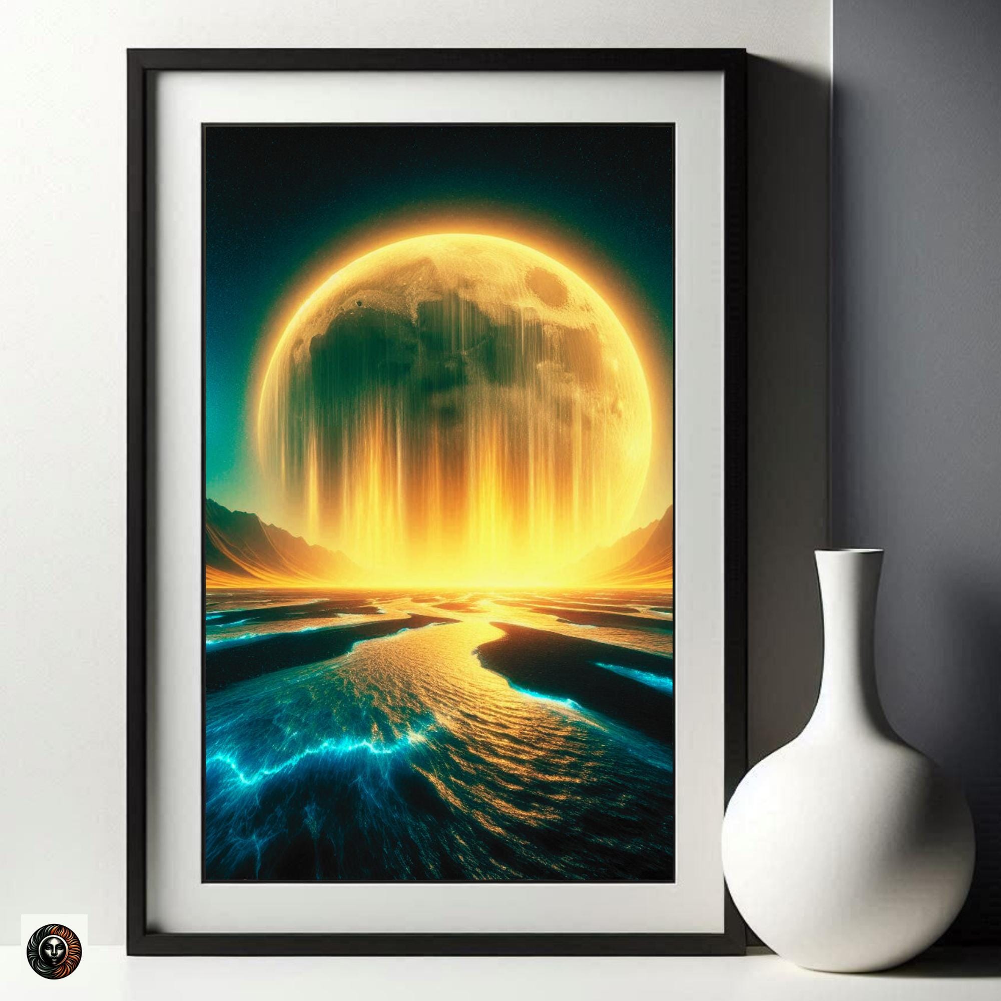 Moon Art Print Moon Wall Art Full Moon Illustration Nighttime Aesthetic ...